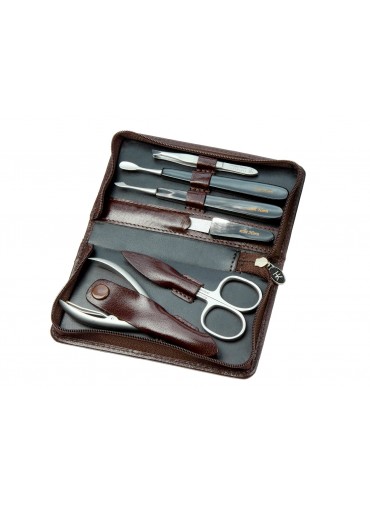  Hans Kniebes Leather Manicure Set Buffalo Horn