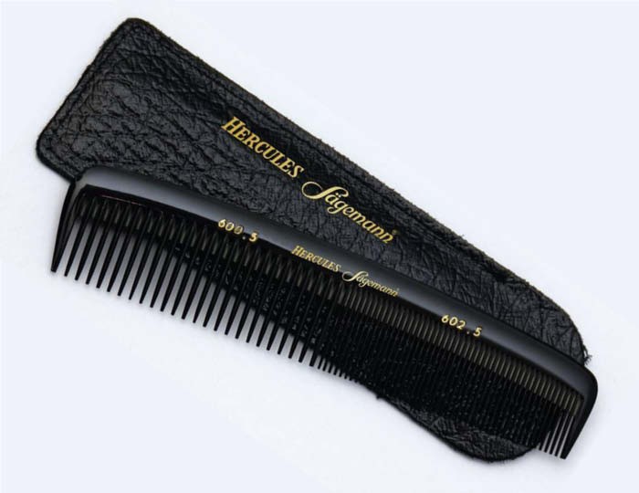 Hercules Sagemann Gents Hair Comb In Leather Pouch 6 Hair Combs