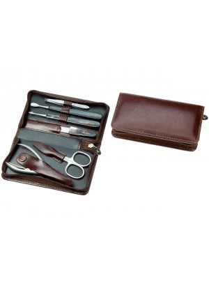  Hans Kniebes Leather Manicure Set Buffalo Horn