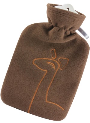 Hugo Frosch Hot Water Bottle Giraffe Fleece Cover Brown 1.8 L 