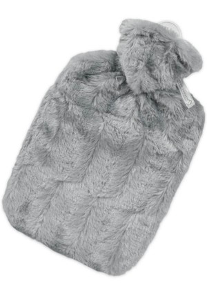 Hugo Frosch Hot Water Bottle Luxury Faux Fur Grey Cover 1.8 L 