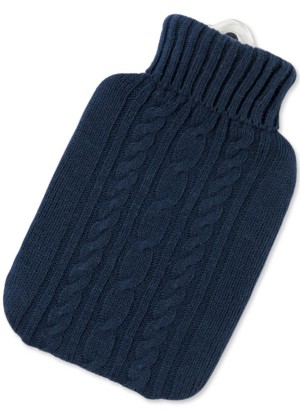 Hugo Frosch Hot Water Bottle Luxury Blue Knitted Cover 1.8 L 